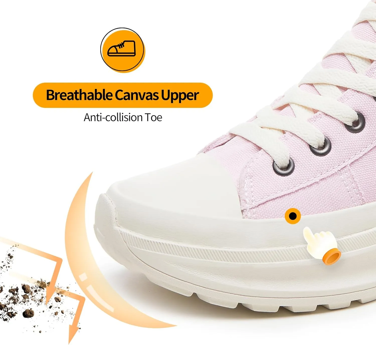 ZGR Womens Platform High Top Sneakers,White Canvas Sneakers for Women,Platform Tennis Shoes