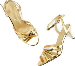 Z.Oufeier Womens’ Slingback Kitten Low Lace Up Heels Adjustable Ankle Strap Open Toe Sandals For Party Dress Wedding